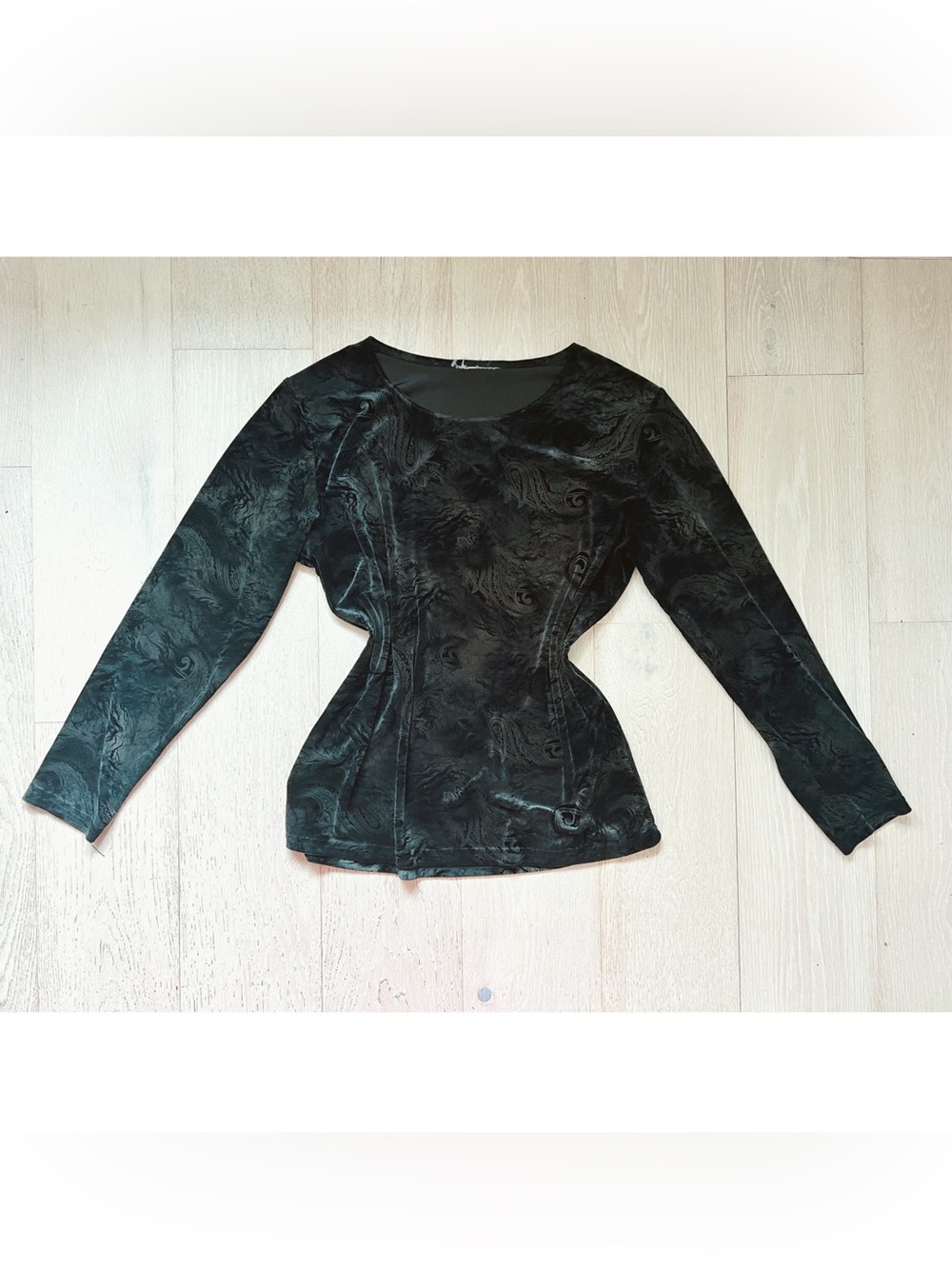 Vintage | Black Burnout Paisley Long Sleeve Top - Picture 4 of 6